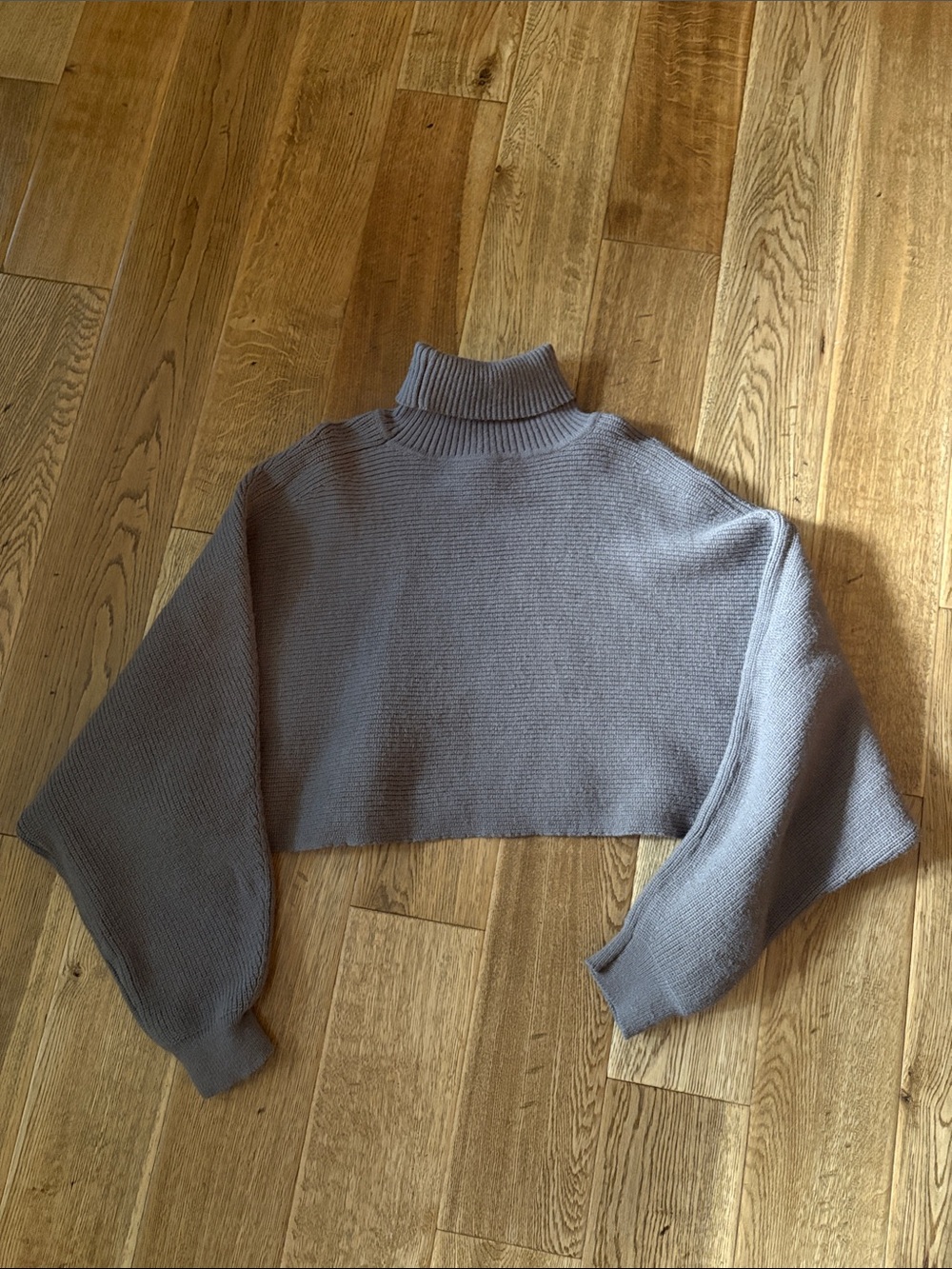 Cropped Turtleneck Sweater - taupe